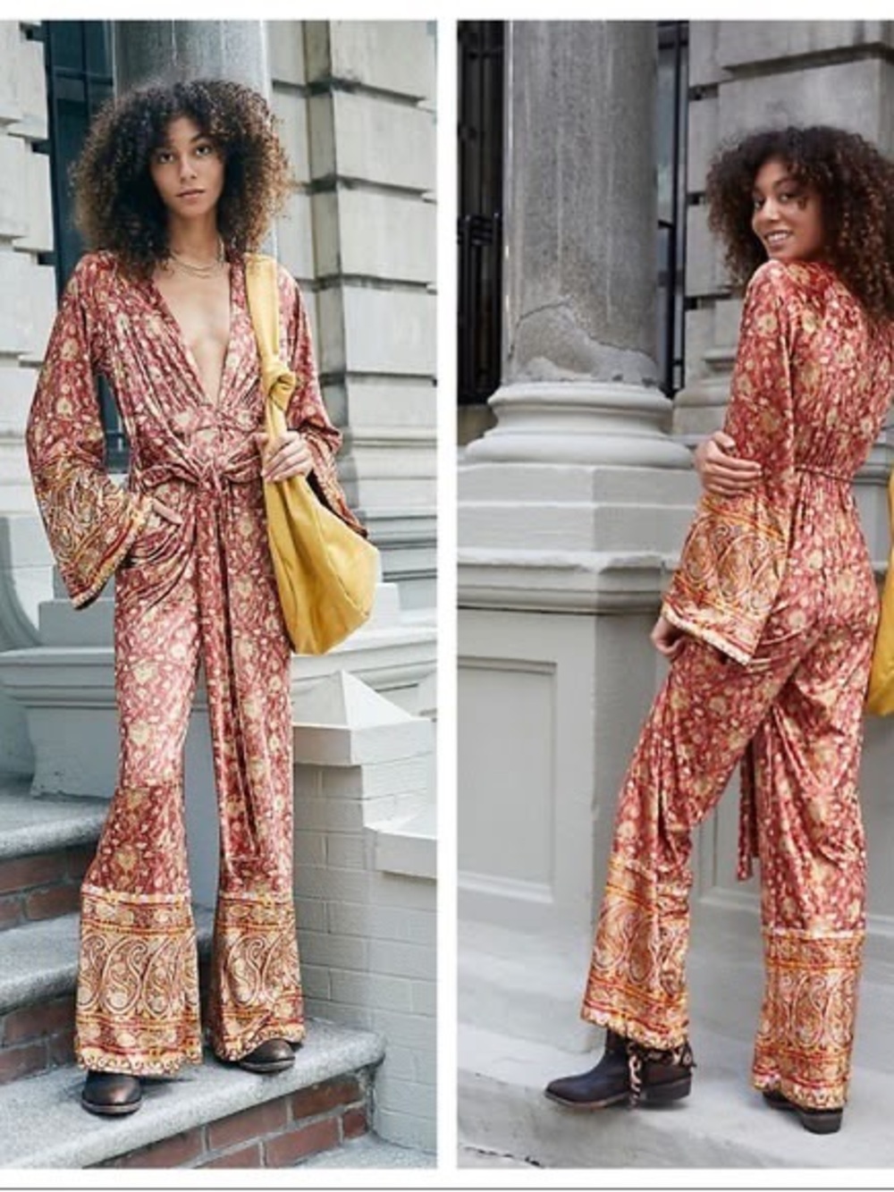 Free People Harper Velvet Bell Sleeve Jumpsuit in Sangria Size S - Picture 5 of 11